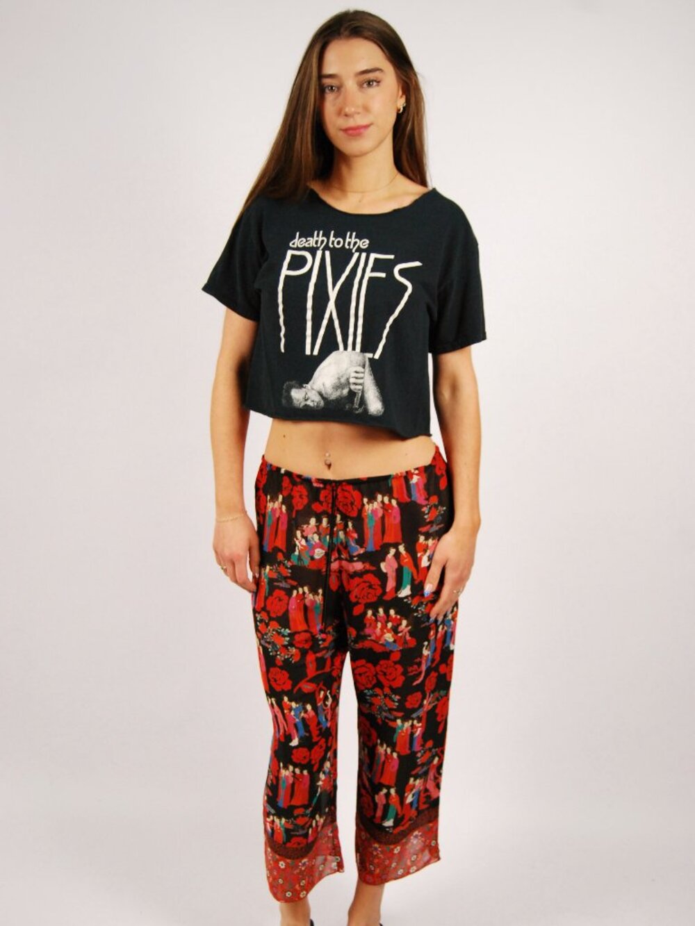 Y2K Death to the Pixies T-shirt (M) medium black white vintage womens crop rock